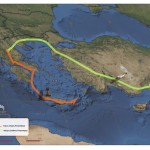Χάρτης των μεταναστευτικών διαδρομών του “Ίκαρου” και του “Λάζαρου”, των δύο Ασπροπάρηδων στους οποίους τοποθετήθηκαν πομποί στο πλαίσιο του Προγράμματος LIFE+ για την προστασία του είδους στα Βαλκάνια. (Δημιουργία χάρτη: Ορνιθολογική)